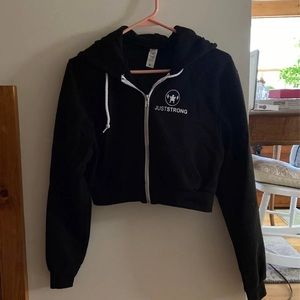 Just Strong Black Cropped Zip Hoodie